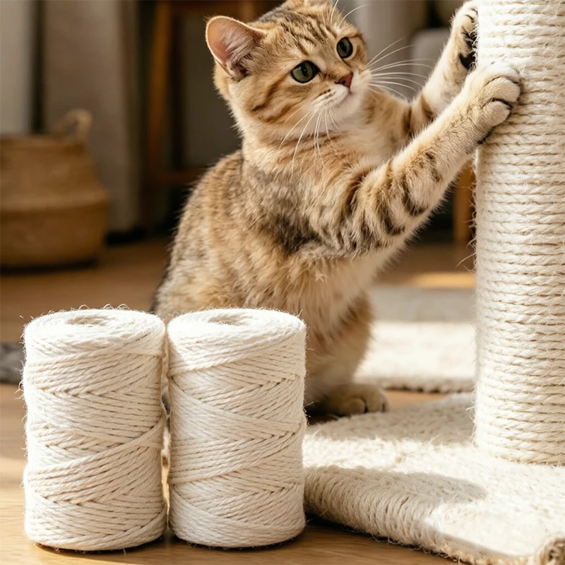 5M/10M Cat DIY Hemp Rope Cat Climbing Grinding Frame Special Cotton Rope Resistant Grinding Scratching Cat Toy Rope-3/4/6mm