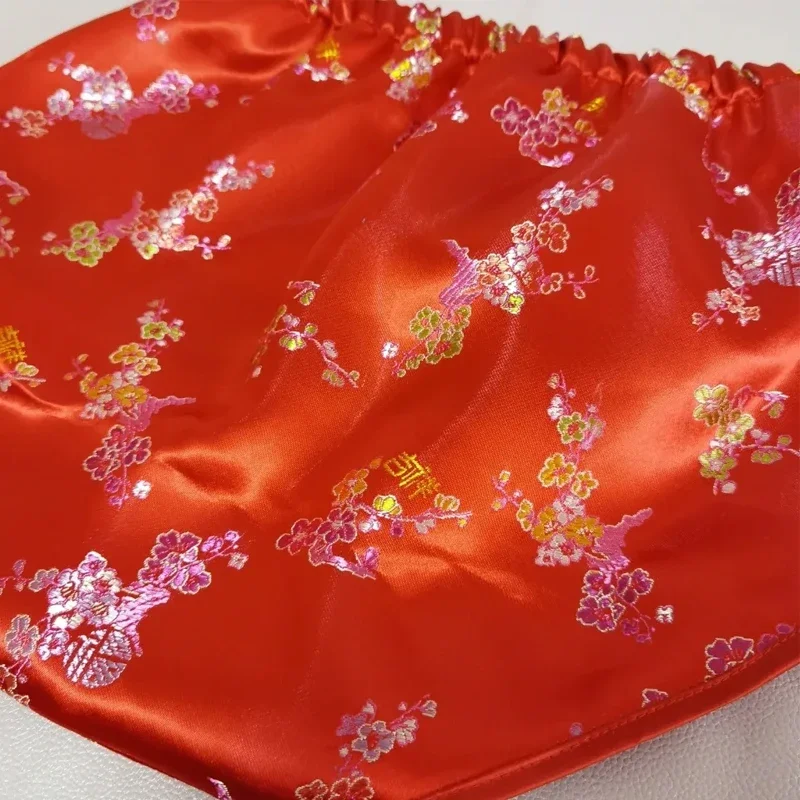 Man Handmade No Elastic Glossy Satin Lingerie Panties Floral Embroidery Soft Silky Touch Briefs Sissy Private Party Costumes