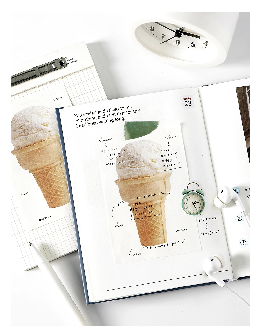 Niedlicher Gelato-Schleifenknoten Haftnotizblock Selbstklebendes Schreibpapier Schul-Bastelbedarf Notizbuch Schreibwaren Dekoration – Detail 26