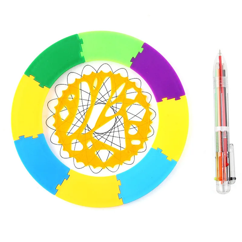 34 pçs conjunto de blocos spirograph desenhar espiral design educacional brinquedos geométricos bebê forma criativa pintura régua ferroviário pista