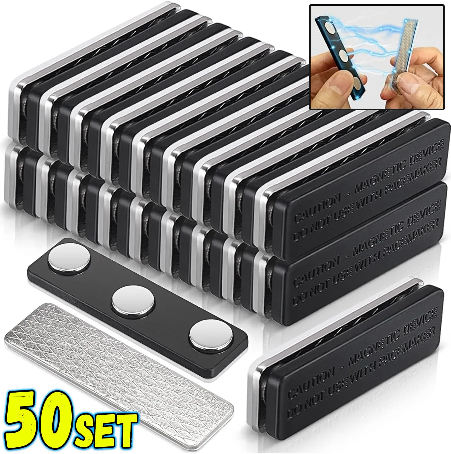 50Set Curtain Magnets Closure with Strong Adhesive Magnetic Curtain Clips for Blackout Window Cover