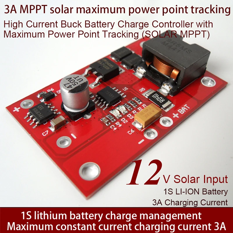 BMS 1S MPPT Solar Panel Controller 3.7V 4.2V 18650 Lithium Li-ion Battery Charge Module CN3791/CN3722 6V 9V 12V