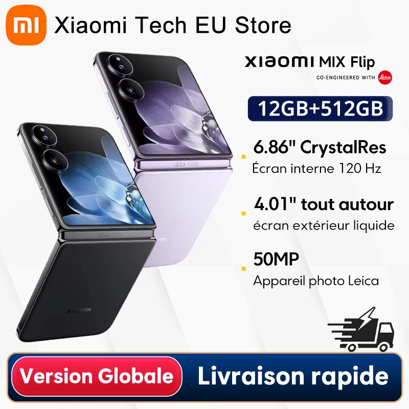 Versión Global Xiaomi MIX Flip Flip-Dragon 8 Gen 3, dispositivo con cámara Leica de 50MP, Hyper Charger, pantalla de 6,86 pulgadas, 67 W, 12 Go