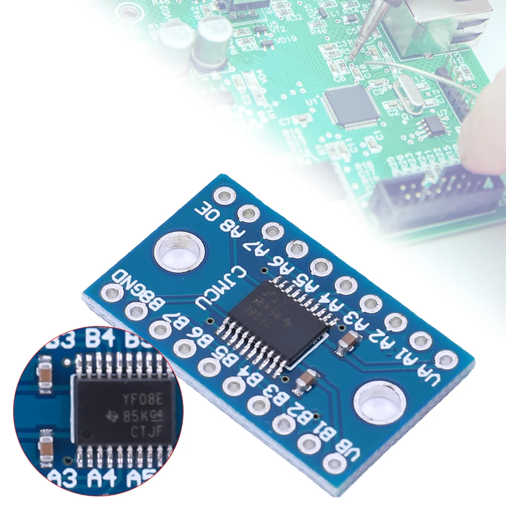 ตัวแปลงสัญญาณ TXS0108E TTL แบบสองทิศทางโมดูลแปลระดับแรงดันไฟฟ้า8ช่องสัญญาณ3.3V 5V ความเร็วสูงสำหรับ Raspberry Pi