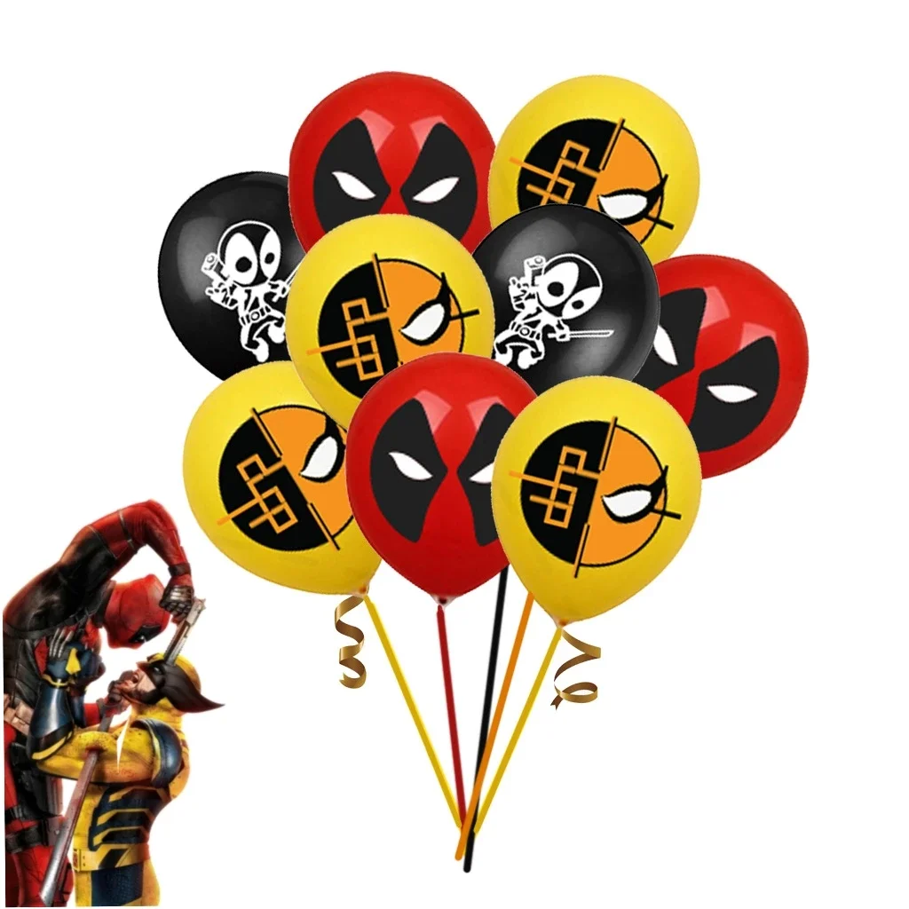 

18 Pcs Deadpools Theme Decoration Balloons Cartoon Movie Figure Print Latex Balloon Boys and Girls Birthday Party Scene Supplies