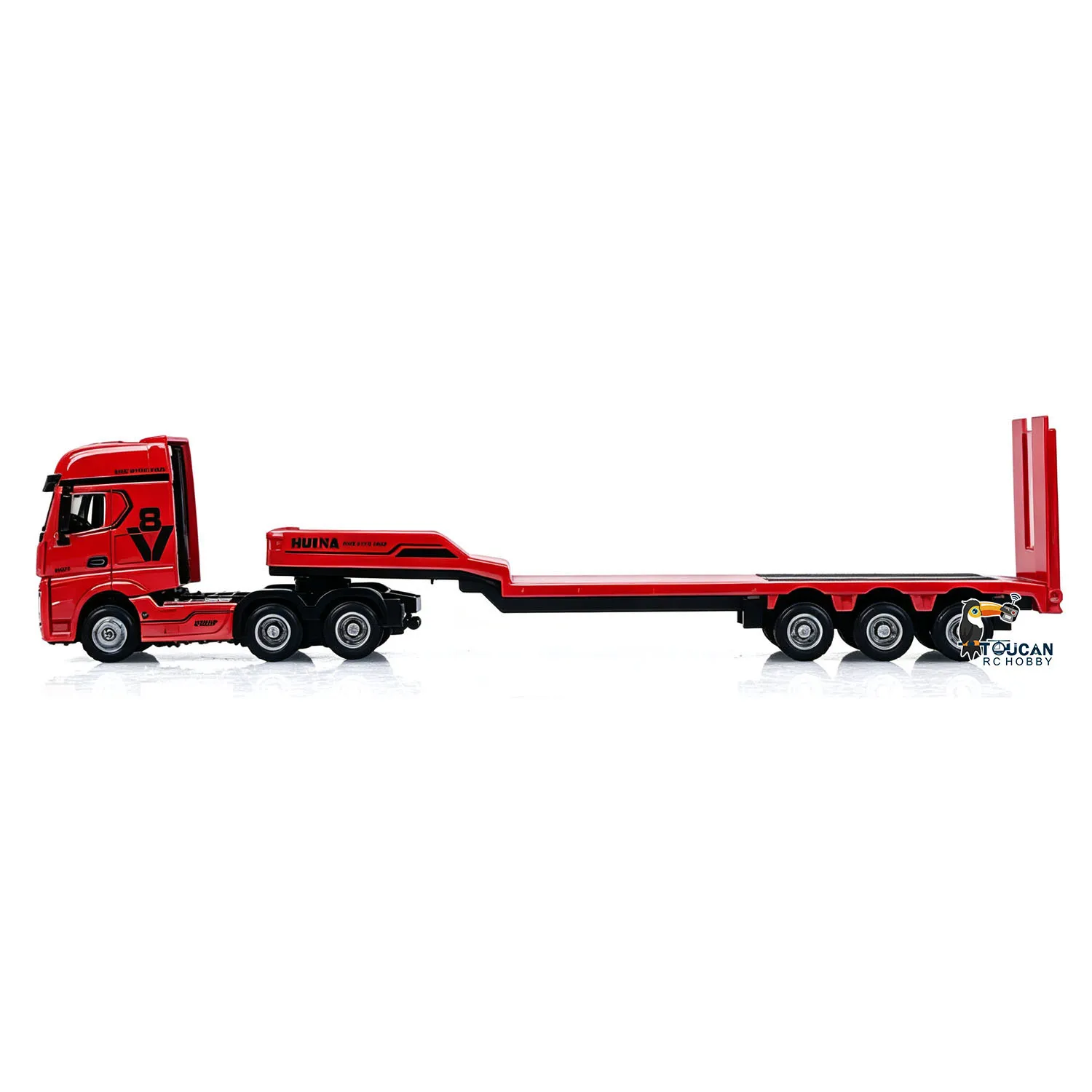 HUINA 9900 1/64 RTR RC Traktor-LKW mit 3-Achs-Sattelauflieger, Lichtern, Soundeffekten, Manuellen Stützbeinen, Ferngesteuertes Fahrzeug