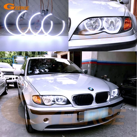 Для BMW E46 Седан/Универсал 1998-2005 316i 318i 320i 323i 325i 328i 330i: Ультраяркие светодиодные кольца COB Angel Eyes (Дневные ходовые огни)