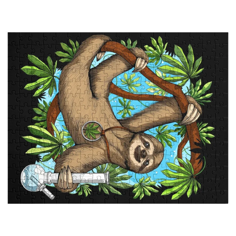 Sloth Weed Stoner Jigsaw Puzzle Wood Photo Personalized Custom Jigsaw Picture Puzzle