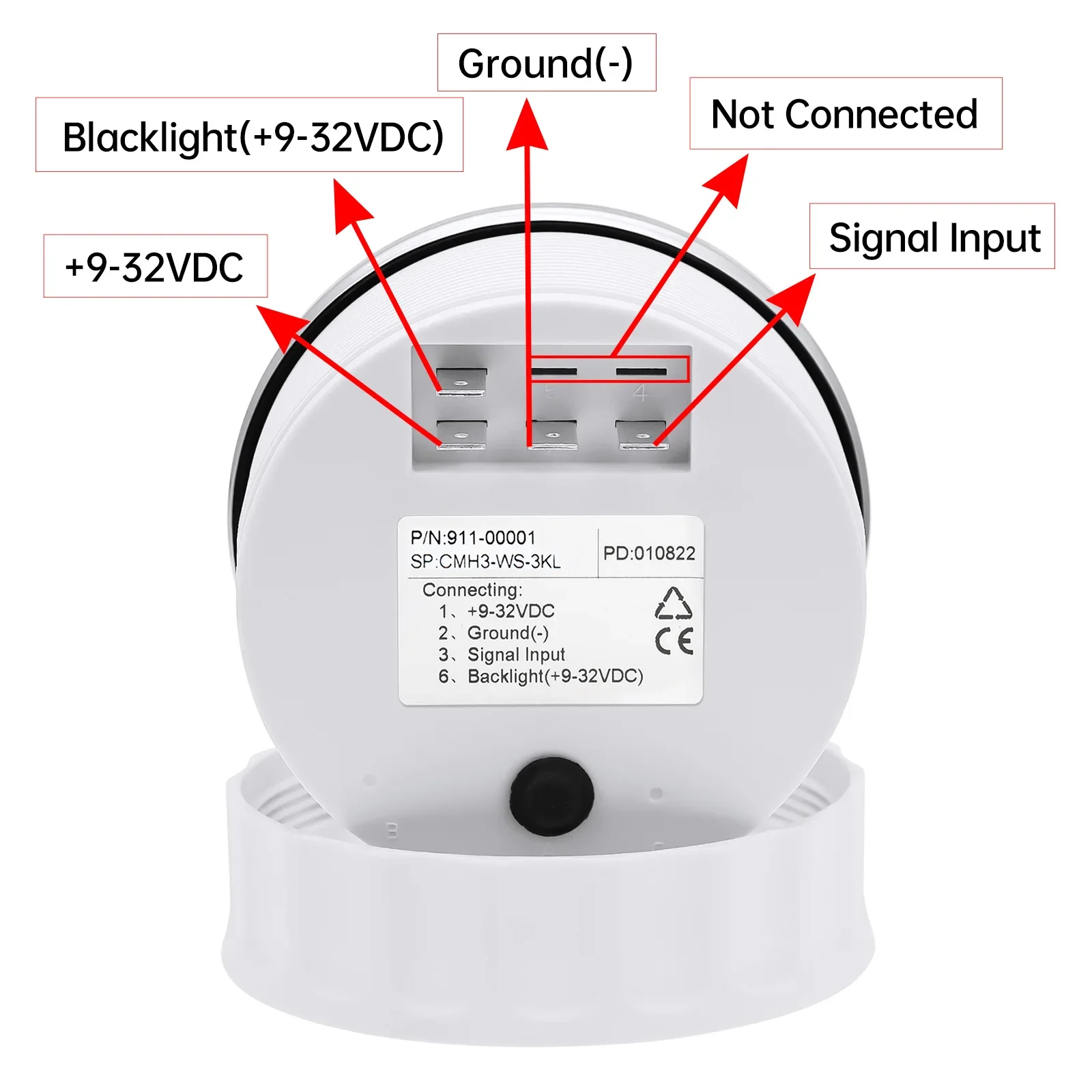 85mm Red Backlight Tachometer Tacho Gauge RPM Meter with Digital Hourmeter M16 M18 RPM Sensor Universal for Car Boat Yachat Ship