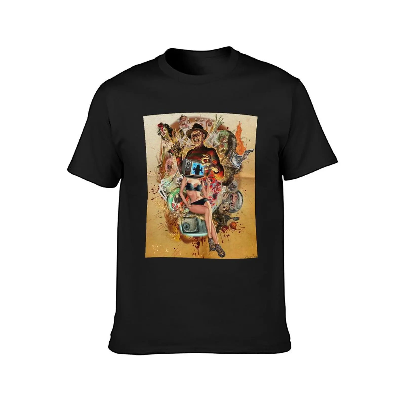 Camiseta de HORROR para hombre, camisa con estampado de animales de anime, funnys