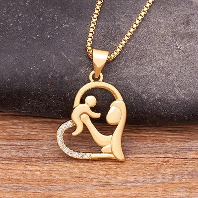 Women's Zircon MOM Heart Shape Necklace, Personalized Gift