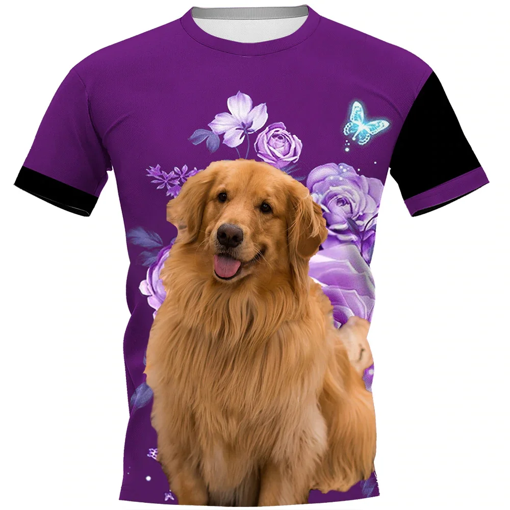 HX Smile Golden Retriever T-shirts Floral Animal Make Life Whole 3D Graphic T Shirts Casual Hip Hop Tees Harajuku Women Tops