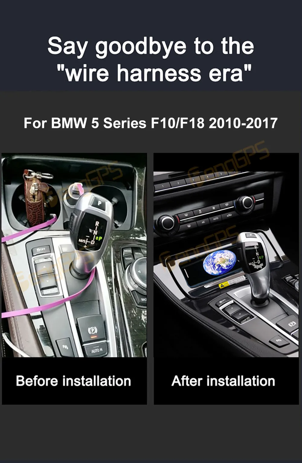 

2Din For BMW 5Series F10 F18 2010-2017 Center Console Phone Charger 15W Fast Car Wireless Charger Charging Plate Charging Holder