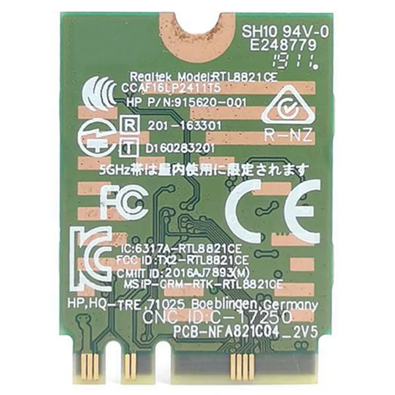 

Новинка! RTL8821CE 802.11AC 1X1 Комбинированная карта Wi-Fi + BT 4.2 SPS 915621-001 Беспроводная сетевая карта для серии Hp Probook 450 G5