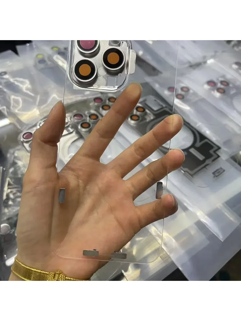 Przezroczysta szklana tylna obudowa DIY do iPhone 14 15 16 Plus Pro Max z osłoną obiektywu aparatu, magnesem, cewką, uszczelką i narzędziami - kompletny zestaw do wymiany. — zdjęcie produktu 7