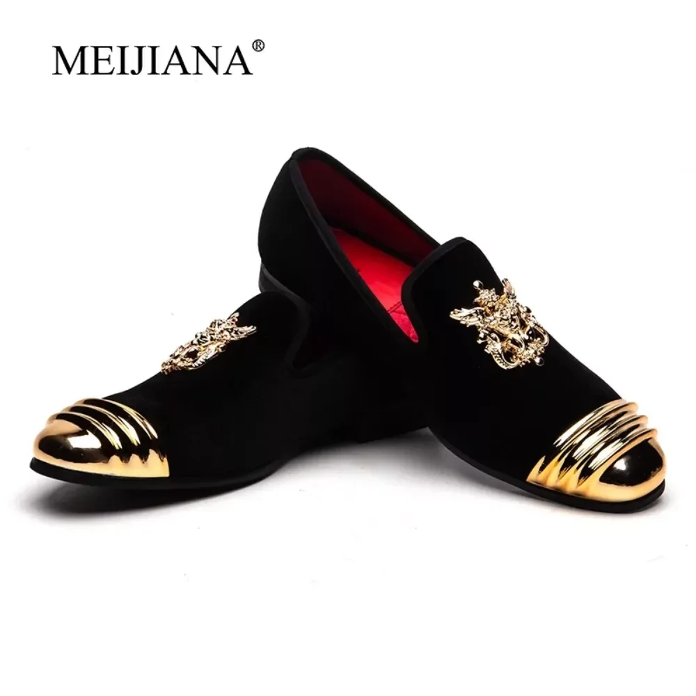 Men Party Flats Black Golden Formal Patchwork Tassel Suede Casuals Shoe Handmade Wedding Men Loafers Moccasins Dress Shoes