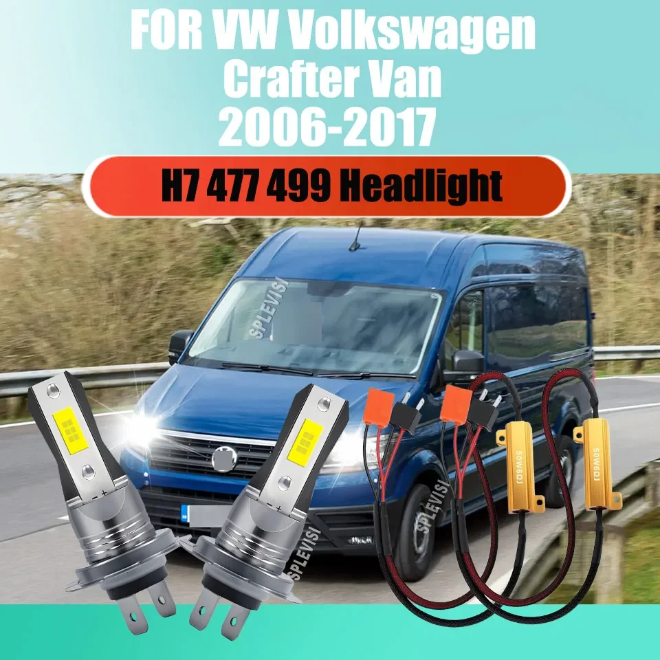 

H7 499 LED Headlight Bulbs - 6000K Diamond White For VW Crafter Van 2006 2007 2008 2009 2010 2011 2012 2013 2014 2015 2016 2017
