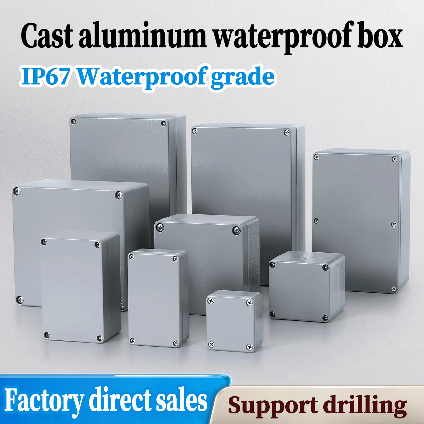 IP67 Waterproof Metal Box Outdoor High Temperature Resistant Cast Aluminum Box Factory Installation Hole Electrical Junction Box