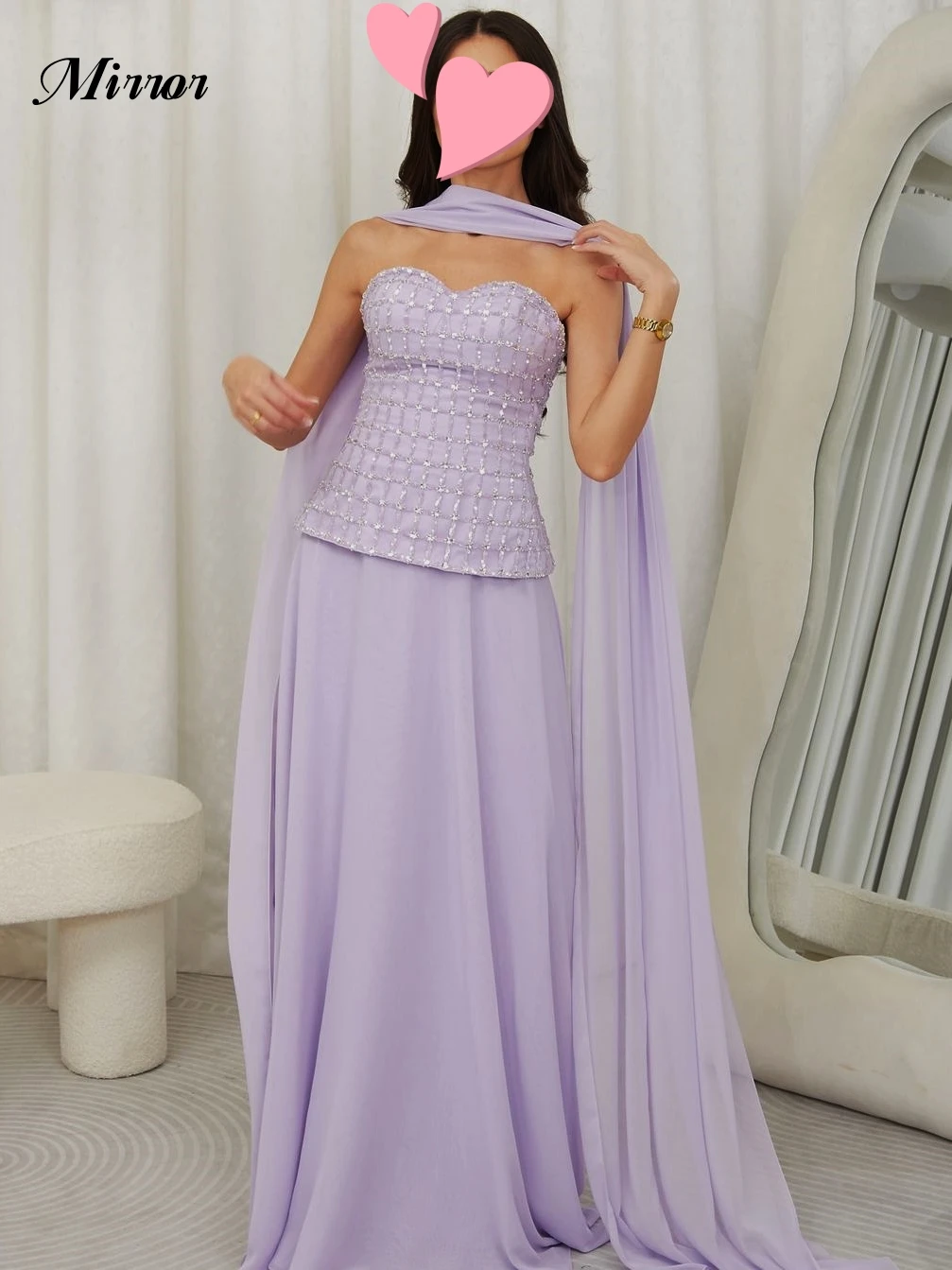 Mirror Dress Elegant Vintage Sweet Lilac Beads Sequins Lace Chiffon Customize Formal Occasion Prom Dress Evening Party Gowns