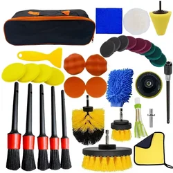 New Car Cleaning Kit Scrubber Drill Detailing Brush Set Air Conditioner Vents Towel Polisher Car Auto Detailing Tools