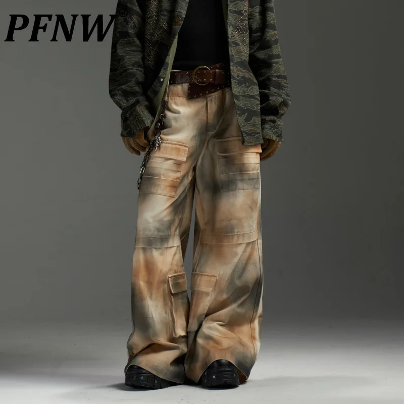 PFNW Unisex Washed Halo Layers CargoPants Multi-Pocket Design High Street Trendy Wide Leg Trousers Spring New Long Pants 28W5770