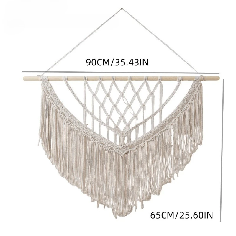 1 PC Nordic Style Artisanal Woven Photograph Display Tapestry with Decorative Fringe Accent for Living Space and Bedroom Decor