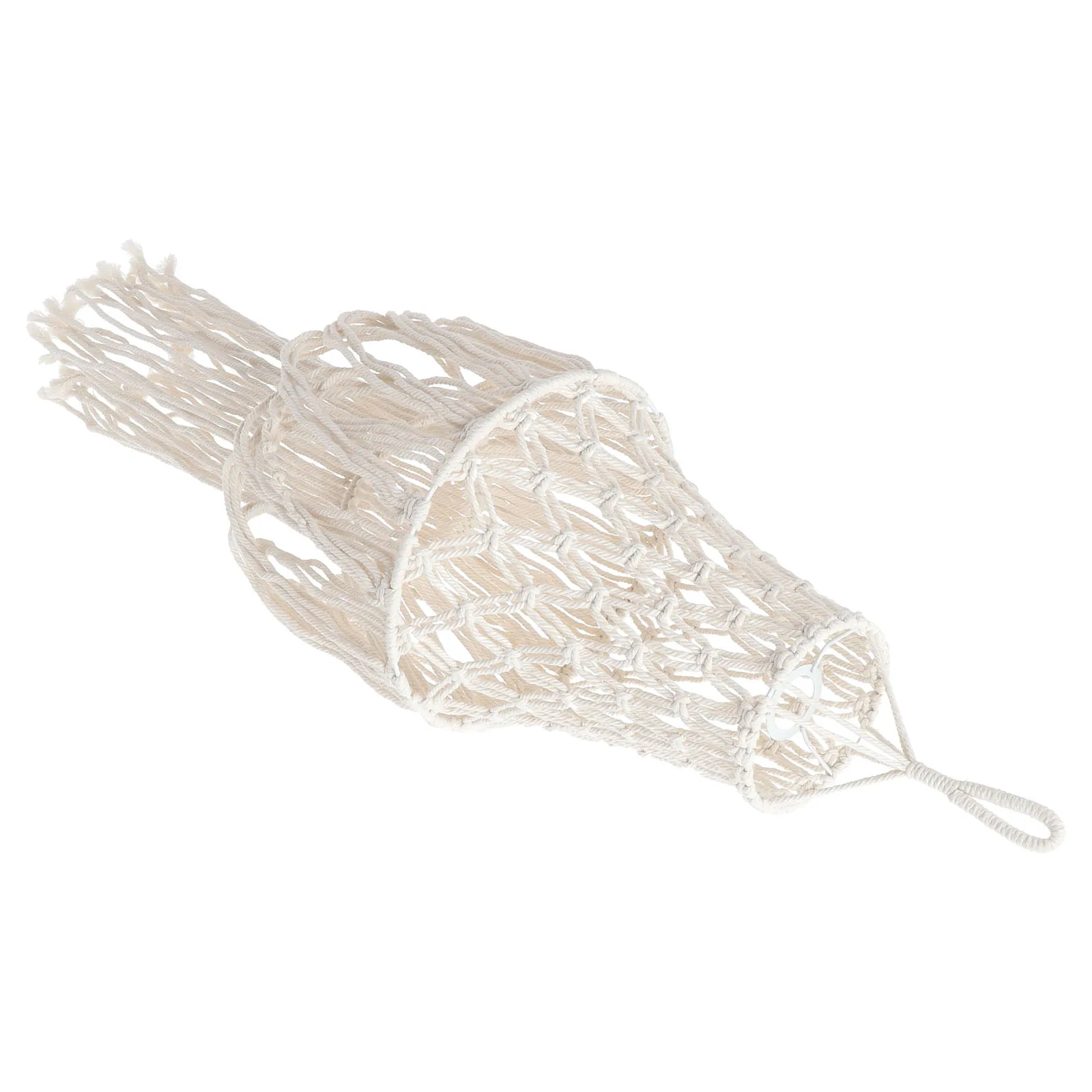 Paralume in corda di cotone intrecciata, macramè bohémien, copertura per lampada a sospensione, nappa bianca, accessori per la decorazione del soggiorno della camera da letto