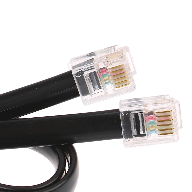 RJ11 RJ12 6P6C Data Cable, Male To Male Modular Data Cord Straight Wiring Pinout Telephone Handset Voice Extension Cable