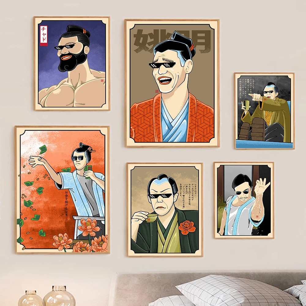 

Cartoon Figure Head Sculpture Oil Draw Art Poster Print Japan Warrior Funny Canvas Painting Room Home Wall Decor Basketball Fans