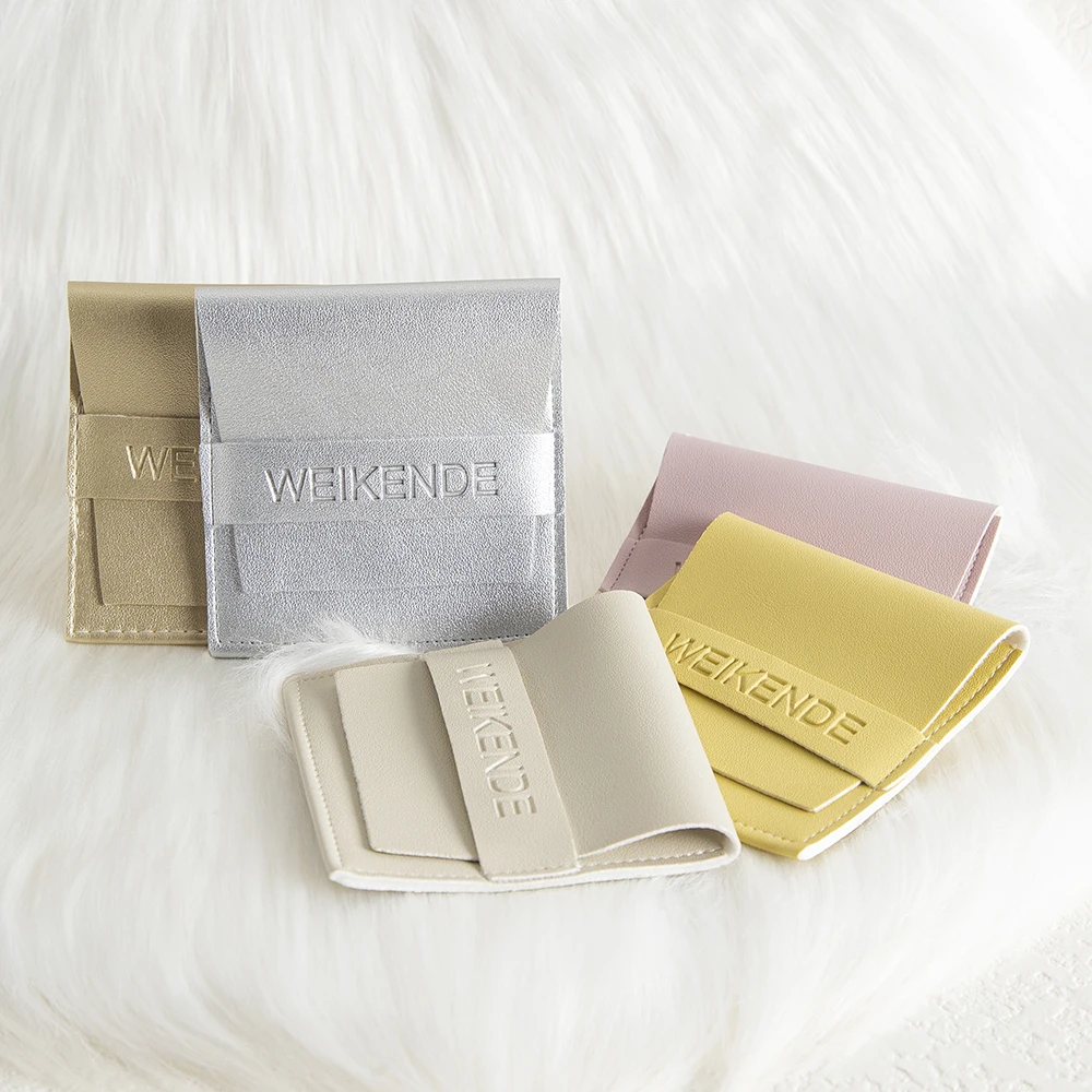 

Candy Colored Fashionable Ladies Jewelry Bag Custom Logo Flap Gift Bags PU Leather 8x8cm Necklace Earring Rings Perfume Packing