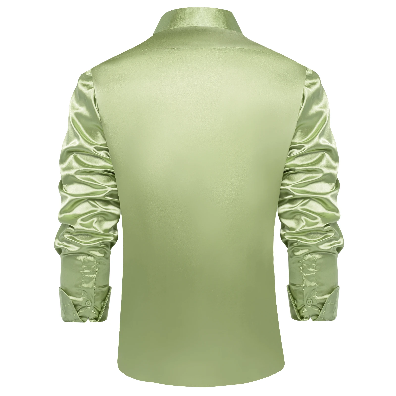 Feste Satin hemden für Männer Seide Salbei grün schwarz gelb rot Langarm Herren soziale Hemden Hochzeit Abschluss ball Männer Kleidung