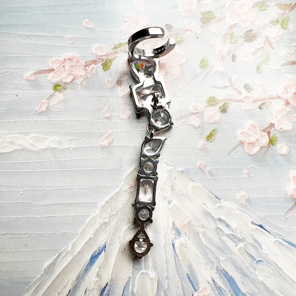 Glamouröser Einzelohr-Ohrstecker, Kletterer, Wassertropfen, europäischer Stil, feiner Schmuck für Frauen, romantisches Geschenk aus 925er Sterlingsilber – Detail 5