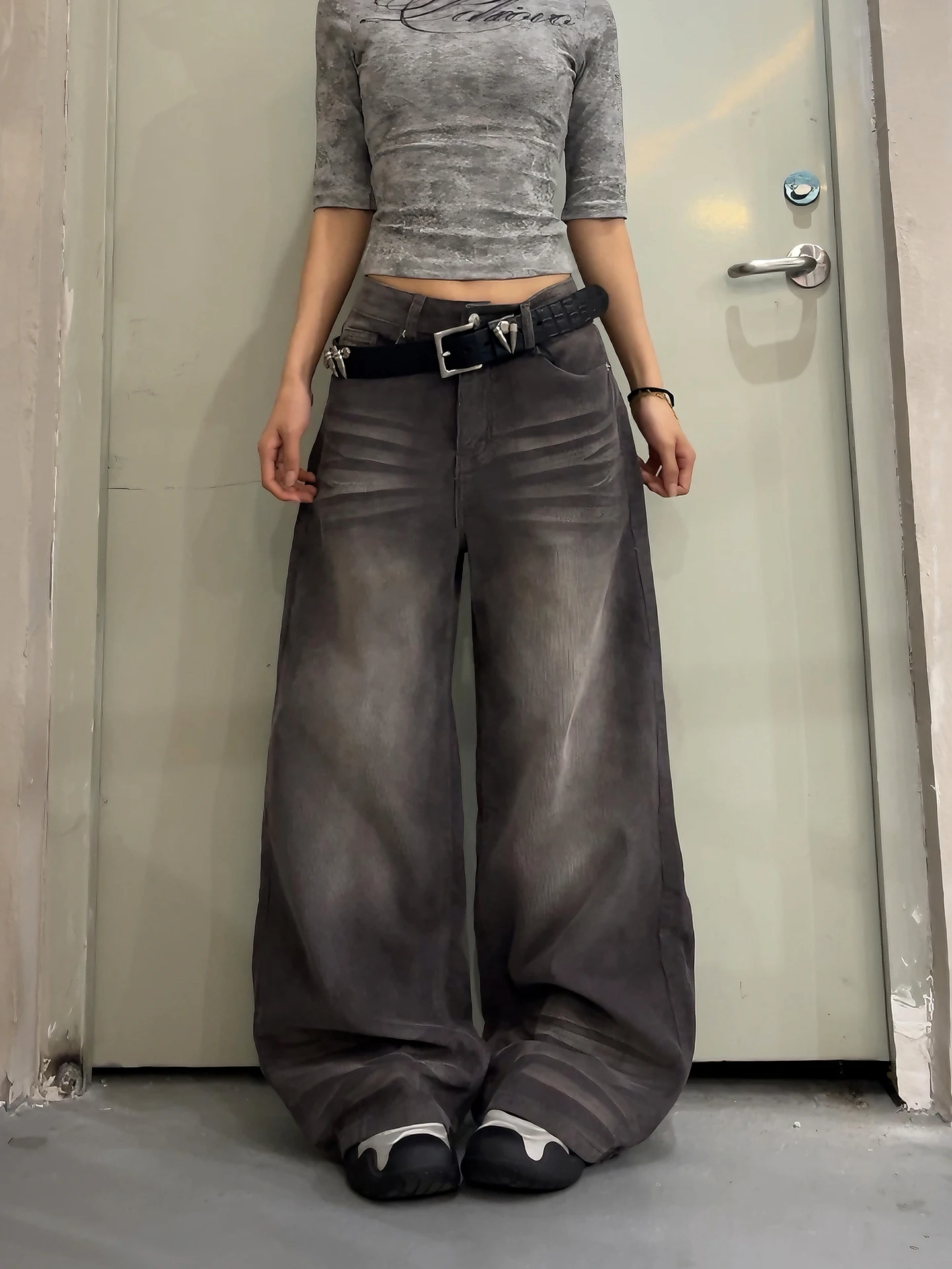 

Американские ретро-брюки из вельвета с эффектом потертости, прямые, широкие, в пол, женские, повседневные, в уличном стиле, хлопковые джинсы