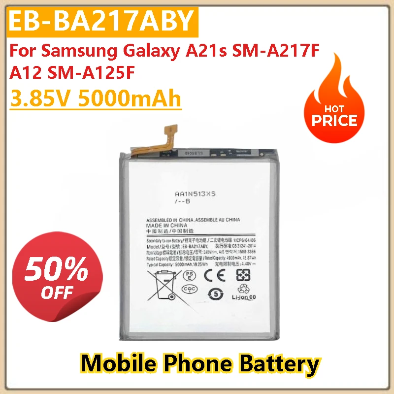 

Brand New EB-BA217ABY 3.85V 5000mAh Phone Battery For Samsung Galaxy A21s SM-A217F / A12 SM-A125F High Quality