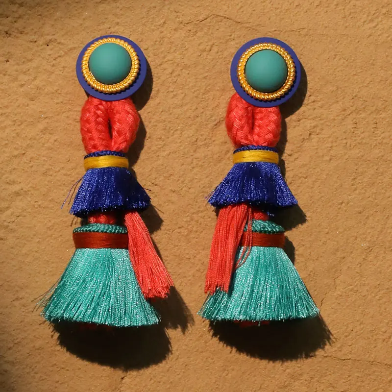 Bohemian Earrings Long Tassels Dangle Exaggerated Earrings Handmade For Women Wedding Party Jewelry