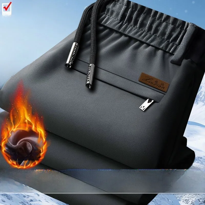 

Men's Fce Lined Thiened Casual Loose Sports Pants Autumn Winter Dad Casual Wear Straight Leg Faion Urban Sle Youth