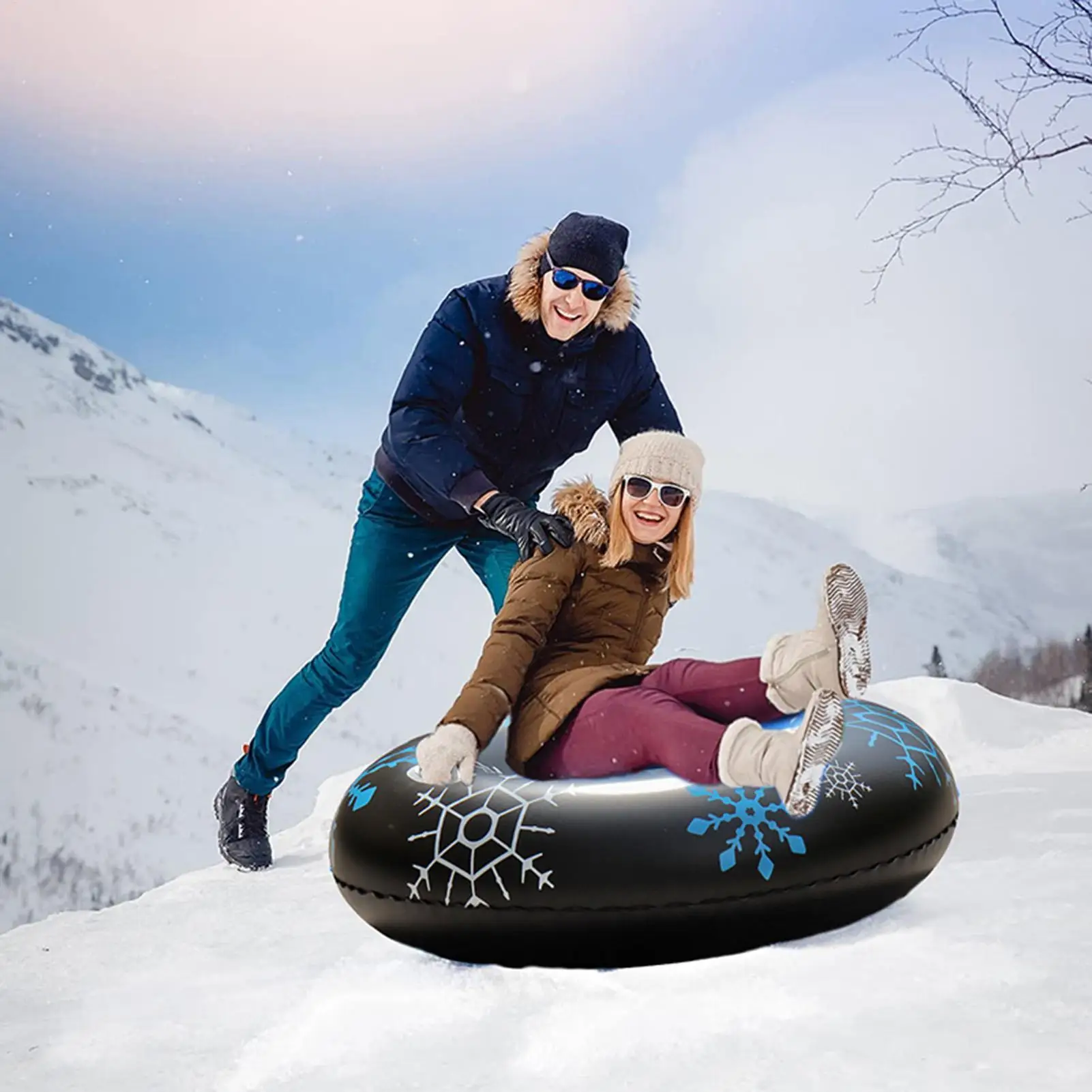 

Snow Tubes For Adults PVC Sledding Donut Toy 35.43in Thickened Winter Sleds For Christmas Iced River Lake Skiing Winter Game