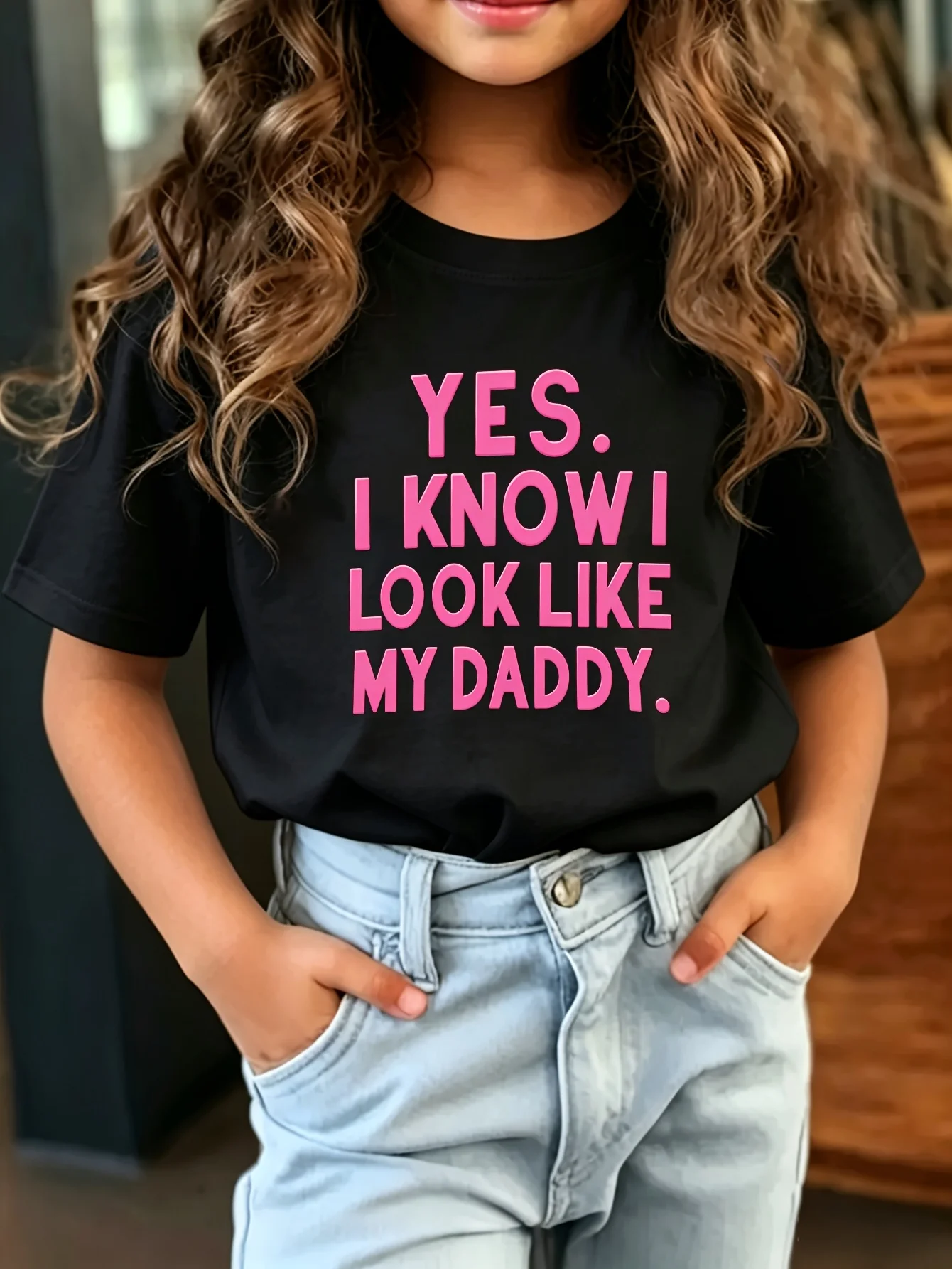 Yes I Know I Look Like My Daddy Kids T Shirt Funny Slogan Print Short Sleeve Tee Boys Girls Family Matching Soft Cotton Top Wear