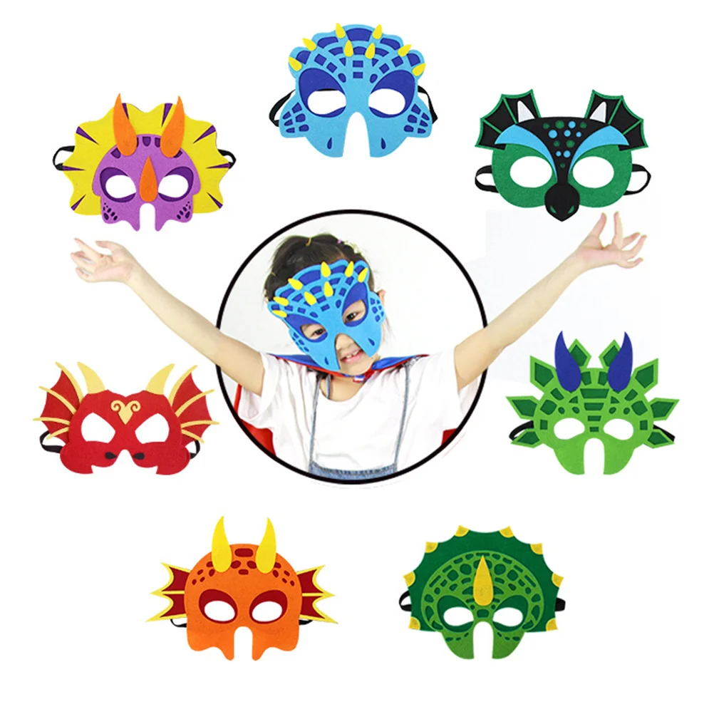 Masques de fête de dinosaure pour enfants, faveurs de fête, décorations pour enfants, mascarade à thème, style mixte, 7 pièces