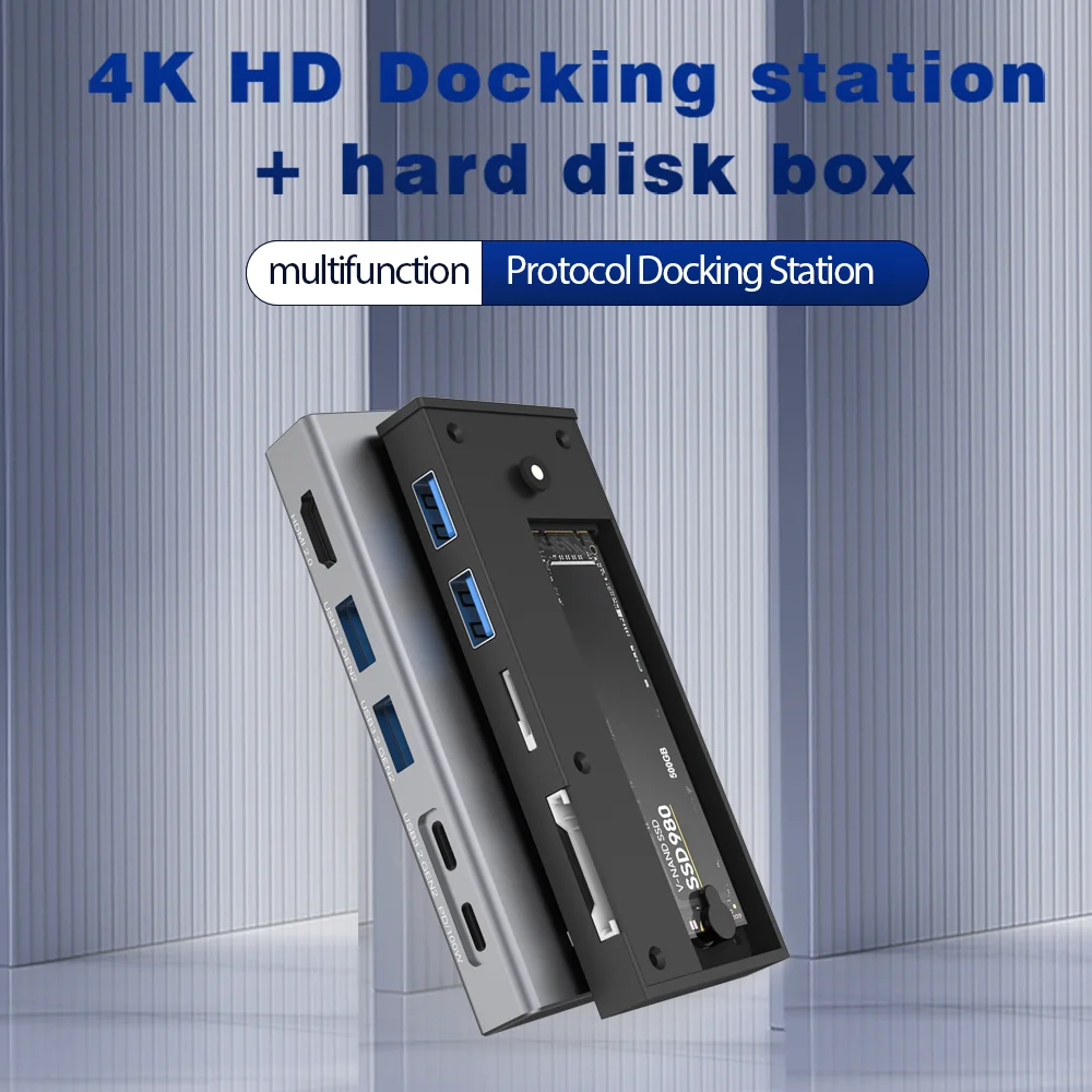 Blueendless 4K 60HZ Display Type C Data Transfer 4 IN 1 USB 3.2 Aluminium hard drive enclosure For Laptop Docking Station