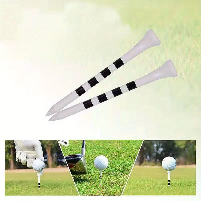 20pcs Black and White Golf Bamboo Tees - 7cm/2.74 Inches - Durable and Flexible - Ideal for Golf Courses