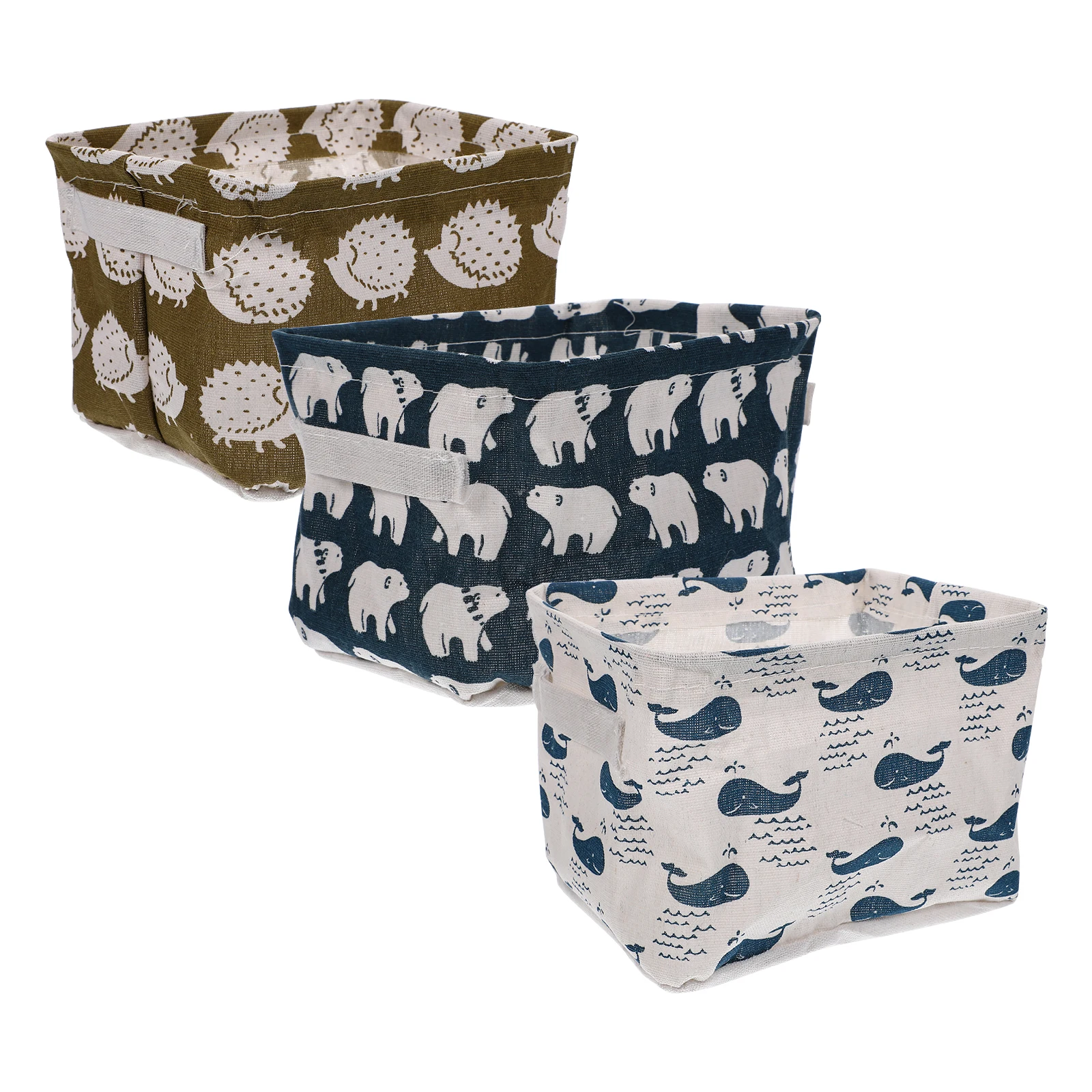 

3pcs Fabric Storage Basket Large Baskets Organiser Foldable Home Cotton Linen Waterproof Wear Resistant Clear Pattern Printing
