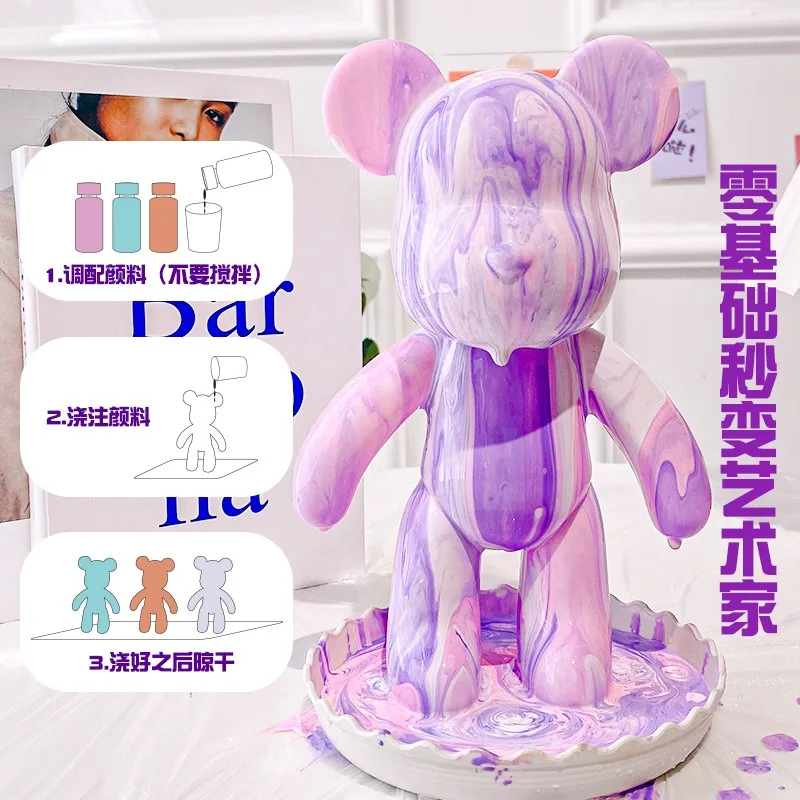 Zestaw do malowania fluidem akrylowym 23CM Violent Bear, farby akrylowe, zestaw kolorów Fluid Bear, zabawka DIY dla dzieci i uczniów, prezent urodzinowy — zdjęcie 4