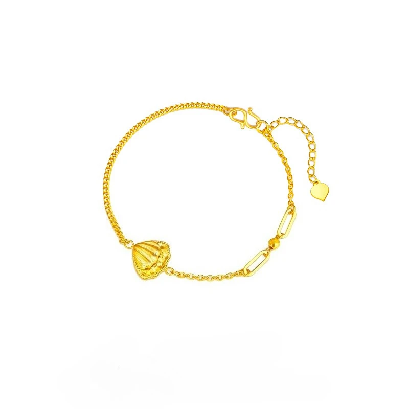 

18 K Gold Color Shiny Shell Pendant Bracelet for Women Fine Jewelry Genuine Bracelet Chain Wedding Luxury Jewelry Gifts