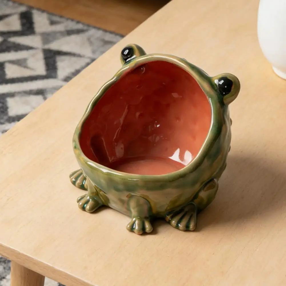 Ceramic Frog Ceramic Storage Bowl Creative Animal Figurine Key Candy Sundries Container Entrance Home Desktop Decor Ornament