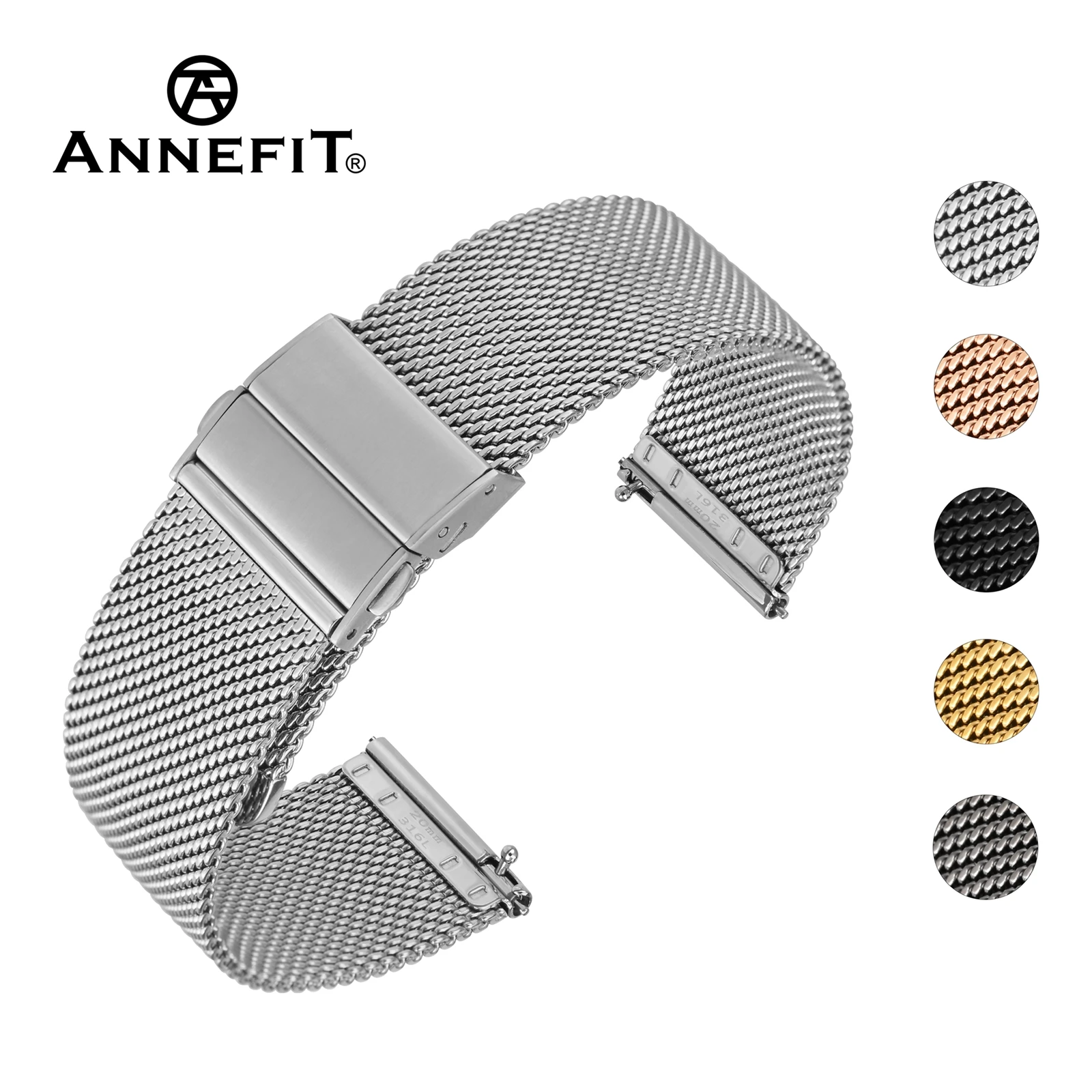 

ANNEFIT Woven Metal Watch Strap, 18mm20mm22mm Men and Women Watch Strap, Replaceable Quick-Release Stainless Steel Watch Band