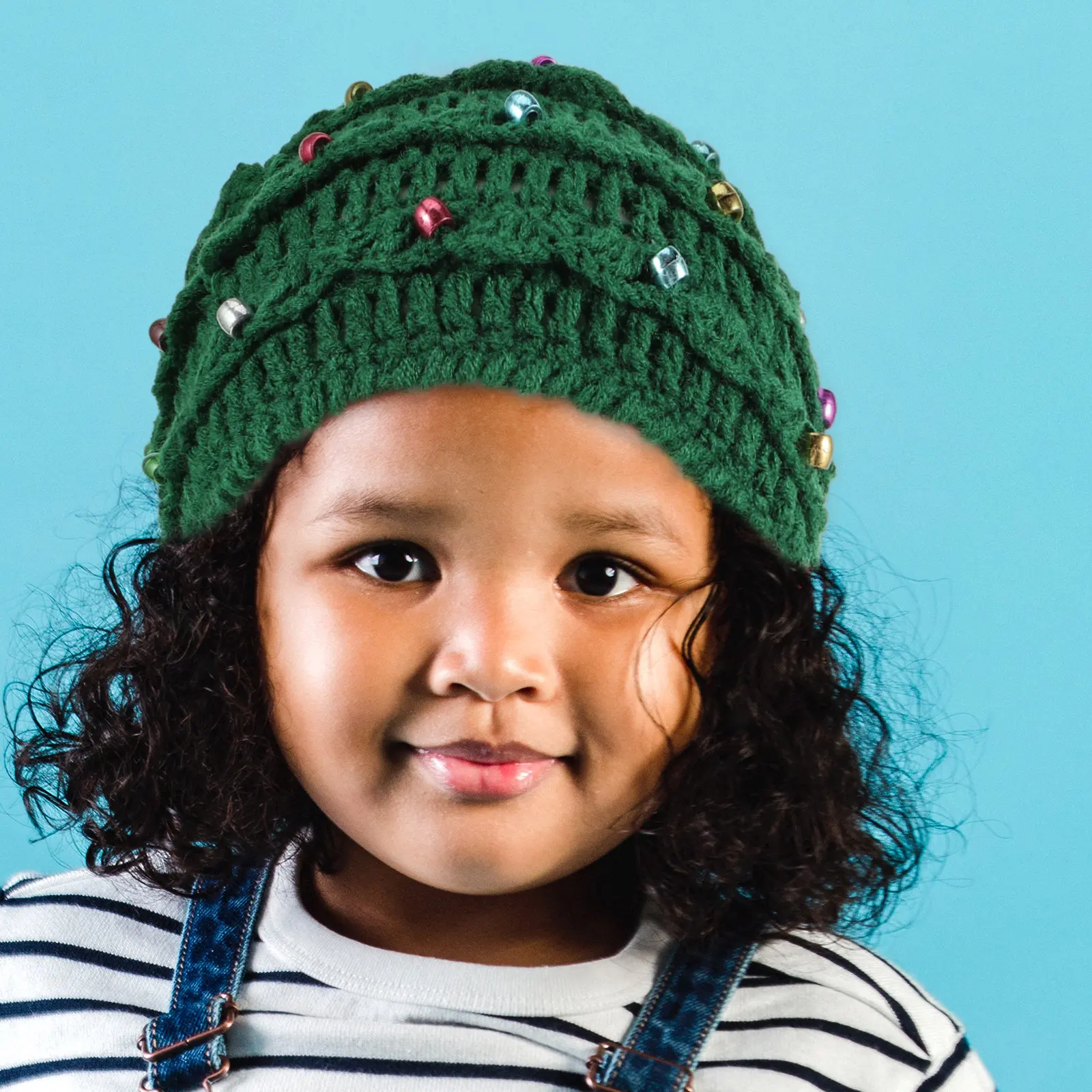 

Christmas Knitted Hat Green Handmade Crochet Christmas Tree Winter Hat for Kids Holiday Festive Party