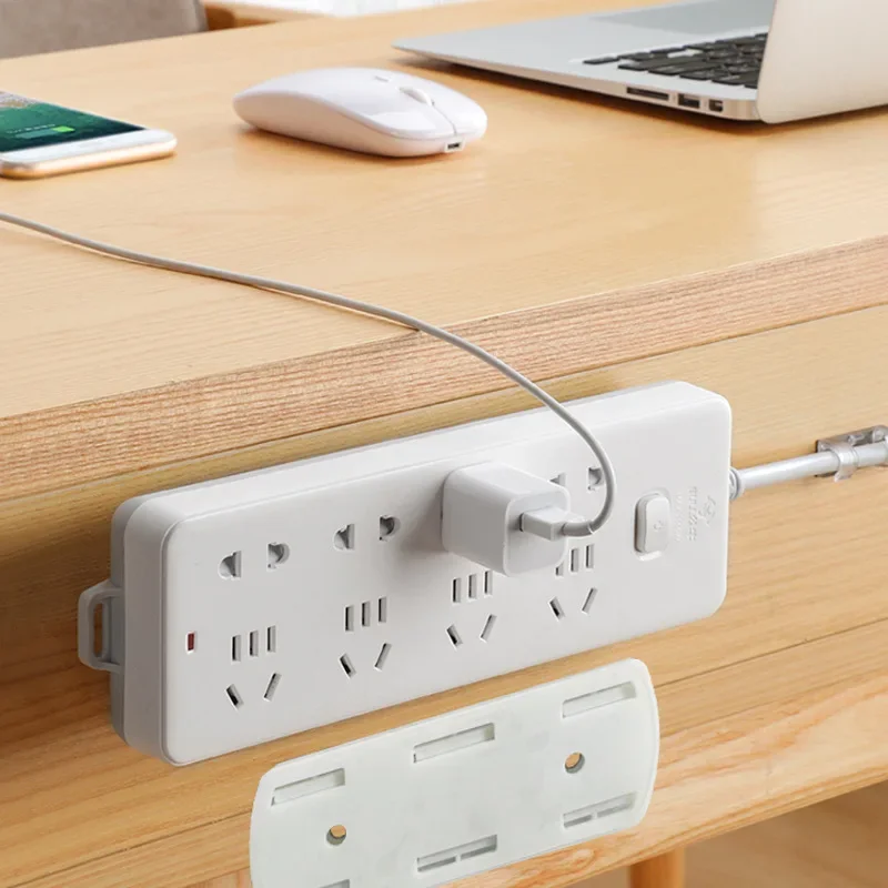 2pcs Power Strip Holder, Wall-Mounted Power Socket, Hanging Outlet for Cable Organize, No Trace or Drilling Required