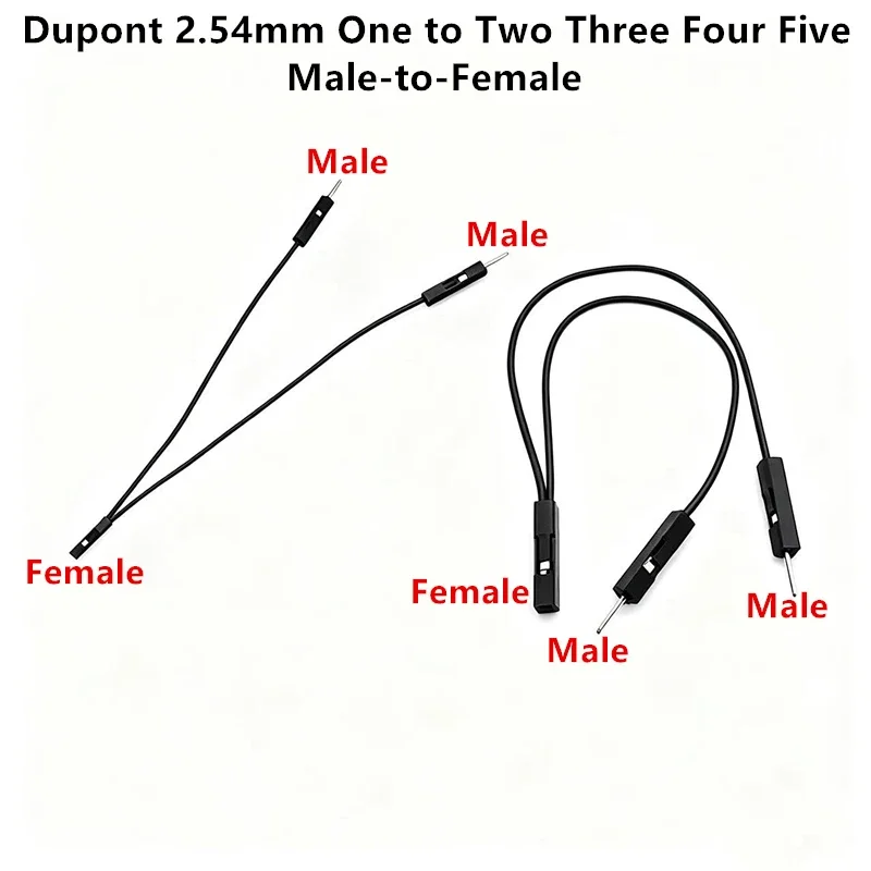 1PCS Dupont 2.54mm Sub-Line Male-to-Female Connector 28AWG for One to Two Three Four Five Lines Electronic Component