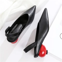 Special Heel Design Women Shoes Sexy Pointed Toe Fashion Slingback Ladies Shoes Solid Color Hand-made Comfy Tacones Para Mujer